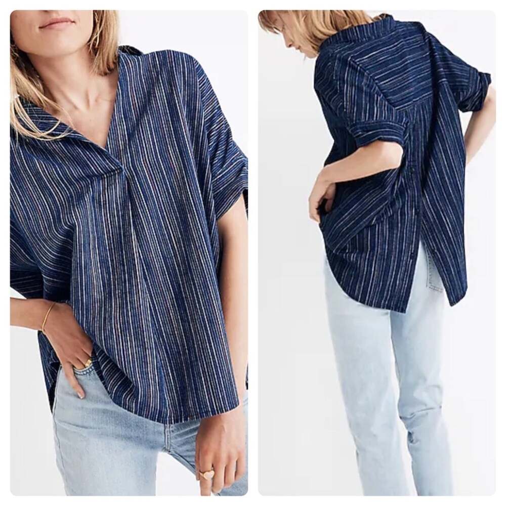 Madewell Courier Button-Back Shirt in Cecile Stripe